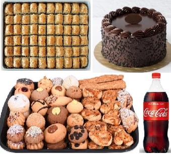 Efsane Tatlı Menüsü: 2-3 Kişilik Yaş Pasta Baklava Kuru Pasta ve Kola